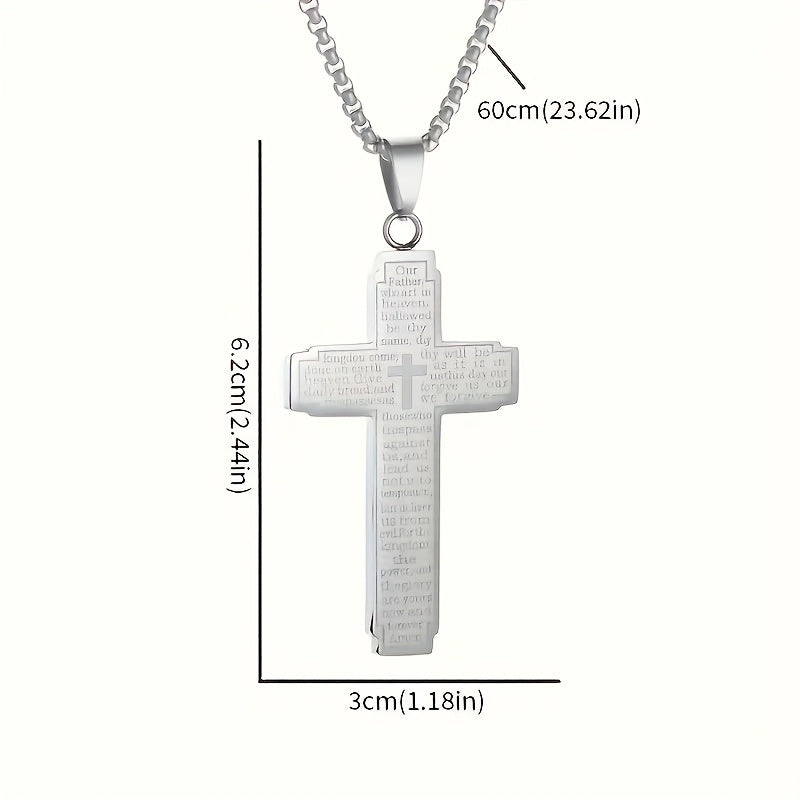 Stainless steel cross pendant necklace with 18K gold plating from Showlu Fashion, featuring a detailed cross design.