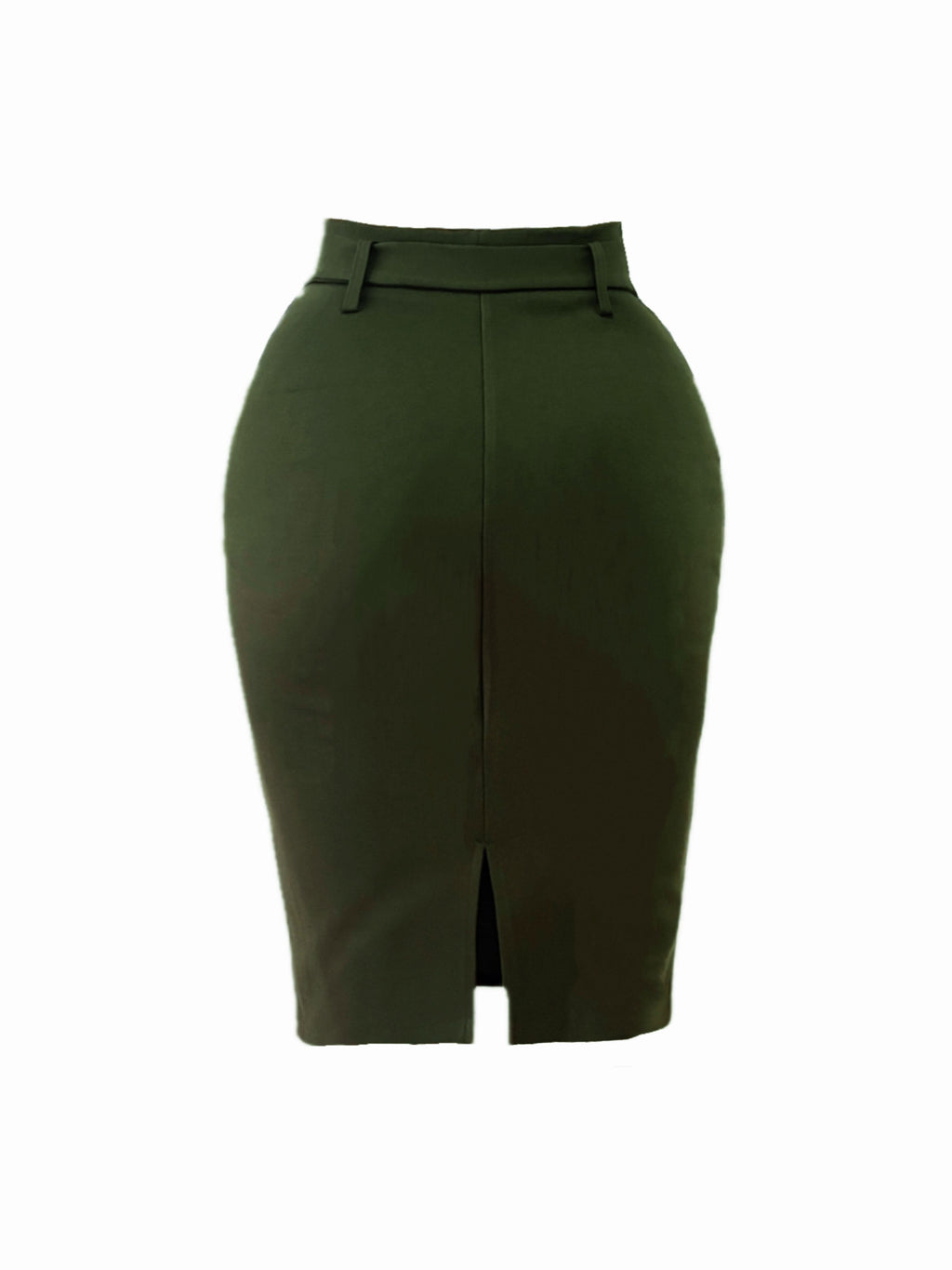 SHOWLU FASHION floral belted bodycon skirt with split back in jersey knit, featuring a floral pattern and a waist belt.