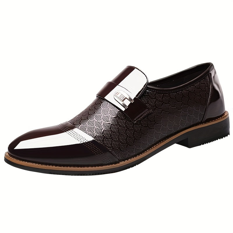 SHOWLU FASHION men's embossed slip-on business shoes with sleek design and polished finish, perfect for formal and professional attire.