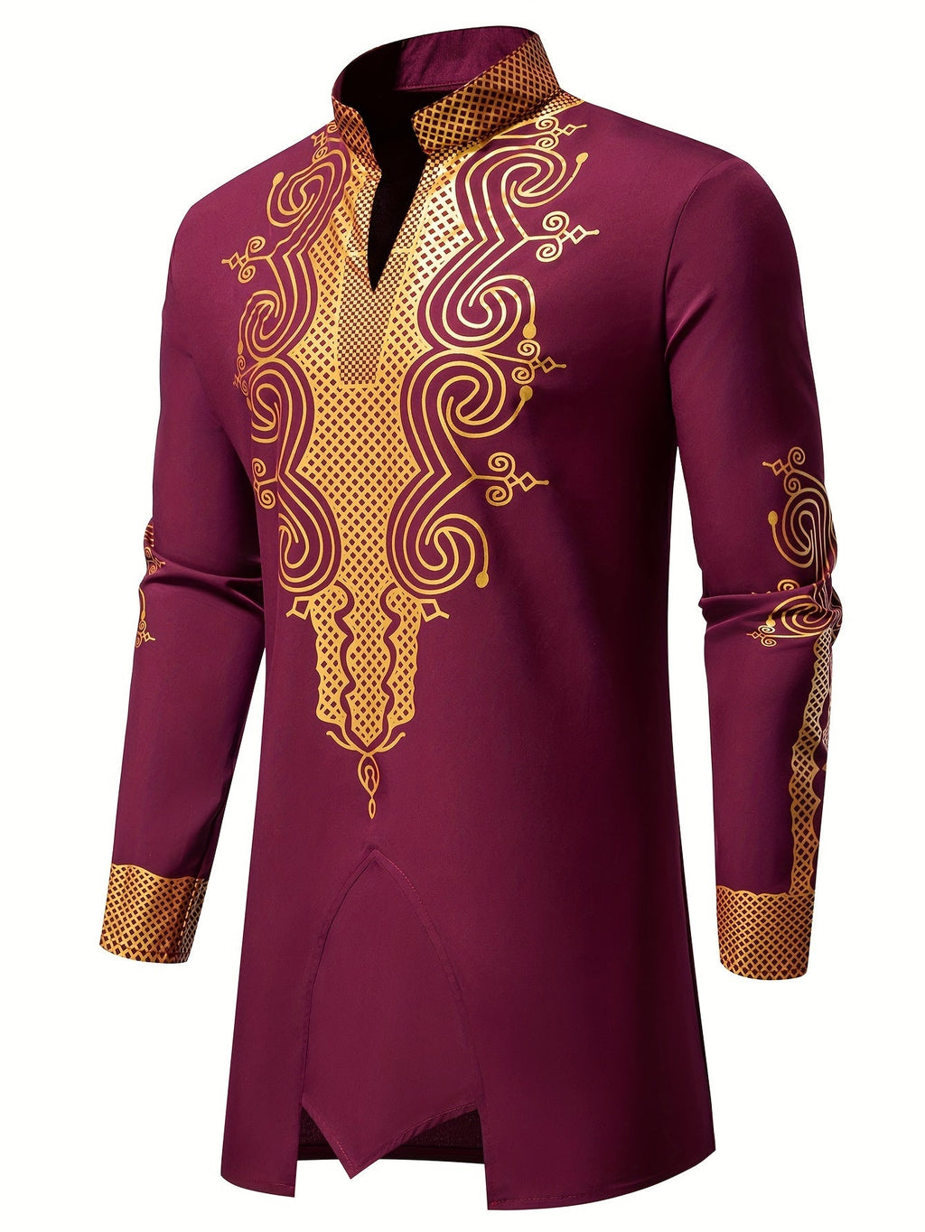 SHOWLU FASHION men's casual striped long sleeve robe set with stand collar, comfortable and stylish loungewear for men