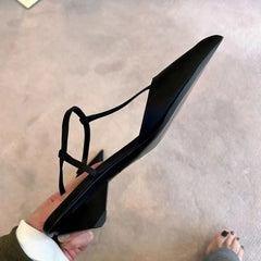 Women's Pointed Toe Sandals - Comfortable Low Heel Summer Pumps with PU Cover Upper & Rubber Sole, Versatile Black Dress Shoes for Casual & Formal Occasions, Chunky Heel Sandals, Elegant Shoe Design, Durable Footwear, Lightwe