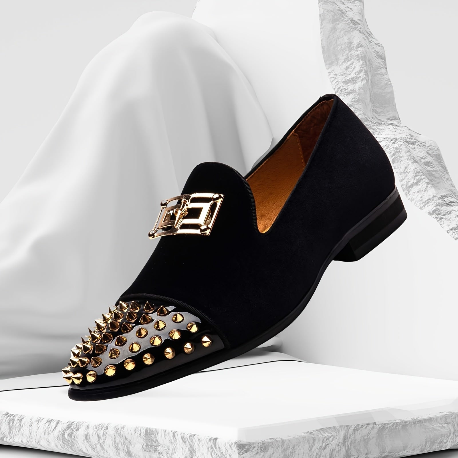 SHOWLU FASHION men's slip-on wedding loafers in lightweight fabric, stylish and comfortable for special occasions and formal wear.
