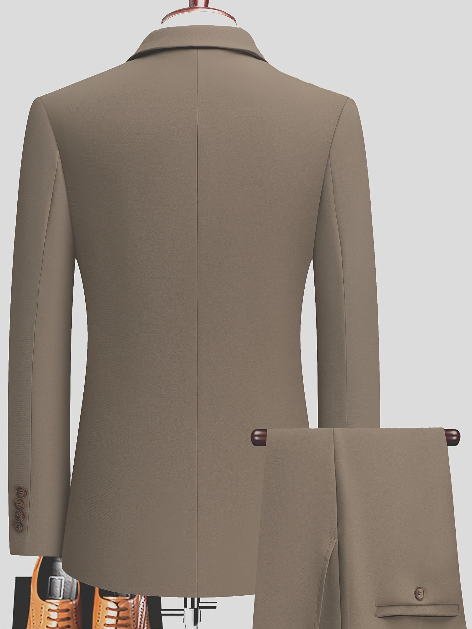 SHOWLU Youth double-breasted suit set in solid color, formal attire for boys, featuring tailored jacket and matching trousers.