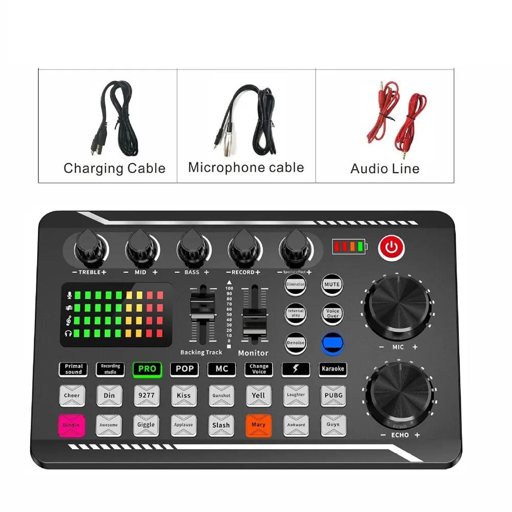 F998 Sound Card Professional Bluetooth - Compatible Studio Record For Phone PC Audio Mixing Console Amplifier Live Music Mixer - SHOWLU FASHION STORE