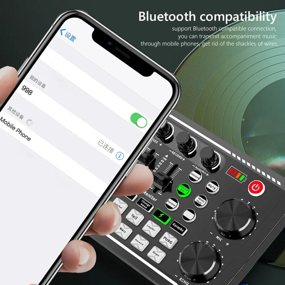 F998 Sound Card Professional Bluetooth - Compatible Studio Record For Phone PC Audio Mixing Console Amplifier Live Music Mixer - SHOWLU FASHION STORE