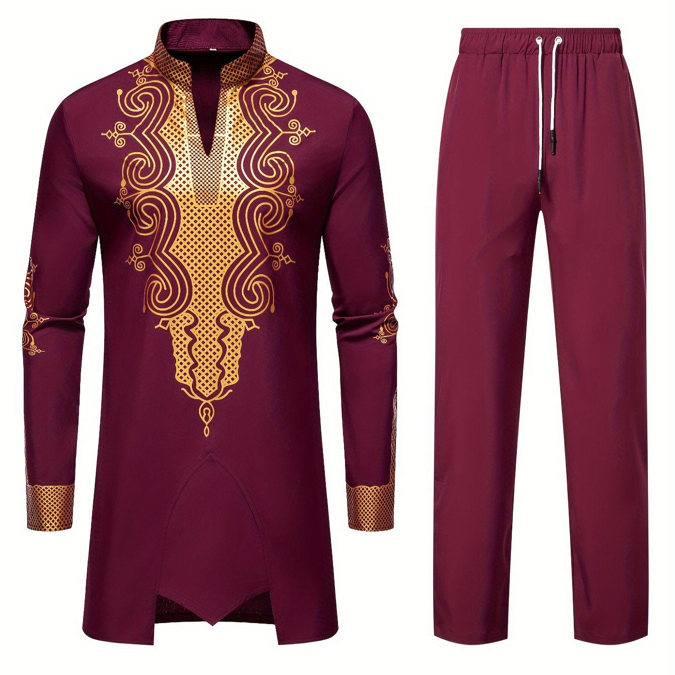 Men's casual striped long sleeve robe set with stand collar by SHOWLU FASHION, featuring a relaxed fit and comfortable fabric.