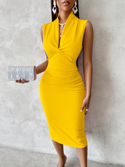 Dresses for Women Women'S Fashionable And Elegant Temperament Versatile Solid Color Sleeveless V-Neck Women'S Dress Women Plus Size