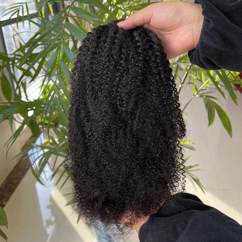 Malaysian Afro Kinky Ponytail extension by Showlu Fashion Store, showcasing 100% human hair styled in a full, kinky curly ponytail.