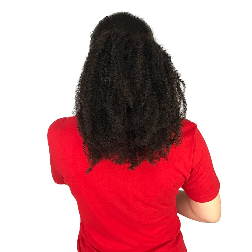 Malaysian Afro Kinky Ponytail extension from Showlu Fashion Store, featuring natural black human hair with a kinky afro texture.