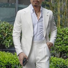 Fancy Casual White Host Men's Suit Set - SHOWLU FASHION STORE