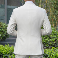 Fancy Casual White Host Men's Suit Set - SHOWLU FASHION STORE