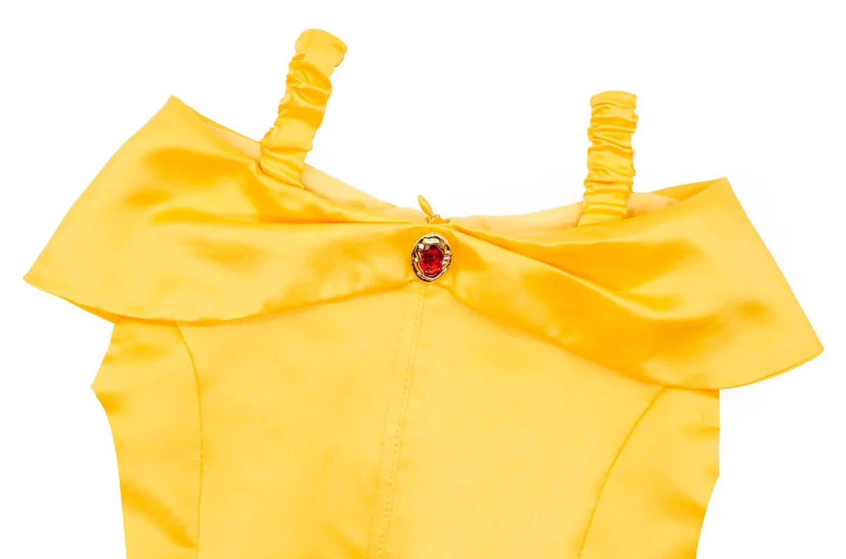 Girls Belle princess dress from Showlu Fashion Store, featuring a fancy Beauty and the Beast cosplay costume with elegant design and details.