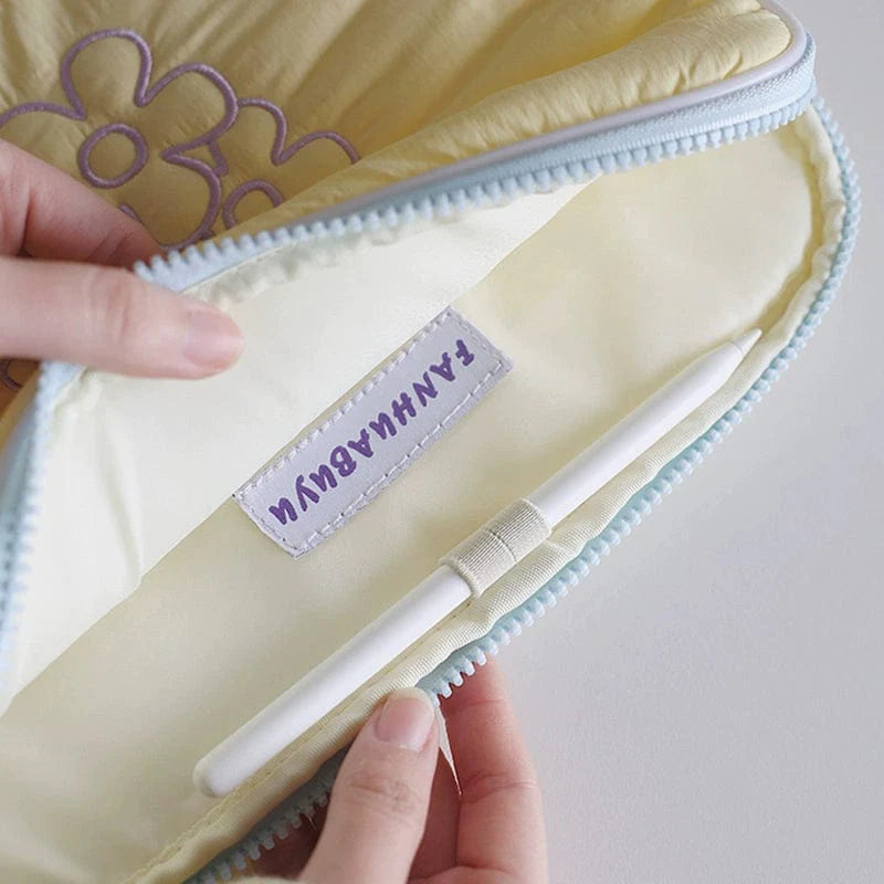 Fanhuabuyu 15-inch iPad storage bag by Showlu Fashion Store, embroidered polyester clutch with soft interior and sleek design.