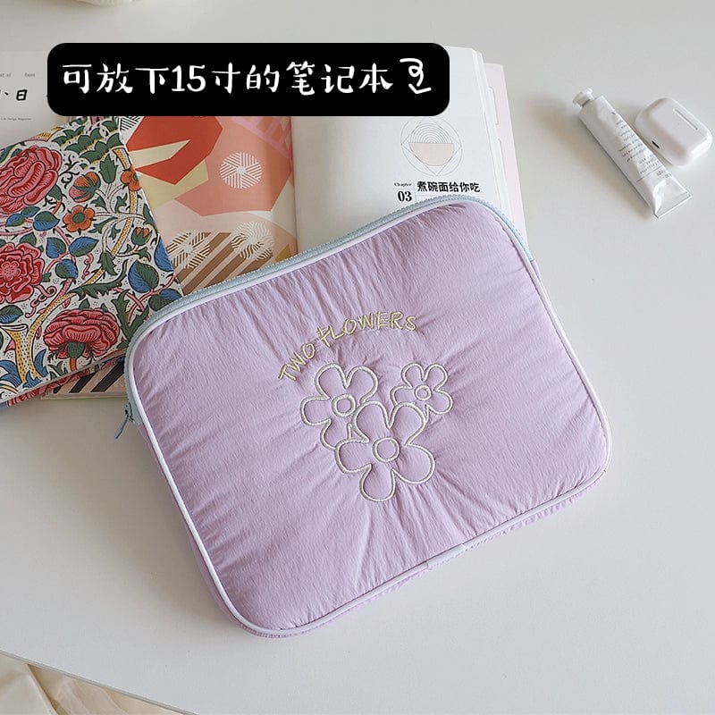 Fanhuabuyu 15-inch iPad storage bag by Showlu Fashion Store, embroidered polyester clutch with padded interior for tablets.