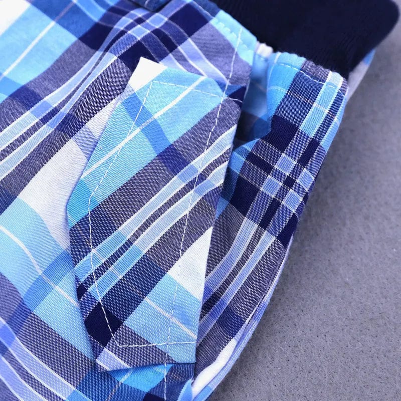 ELVESNEST boys plaid cotton clothing set with short sleeve shirt and shorts, suitable for kids aged 2-7 years.