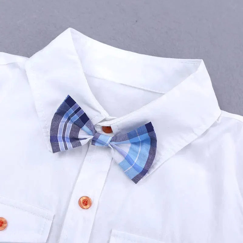 ELVESNEST boys' plaid cotton clothing set with short sleeve shirt and shorts, perfect for summer kids' fashion, ages 2-7.