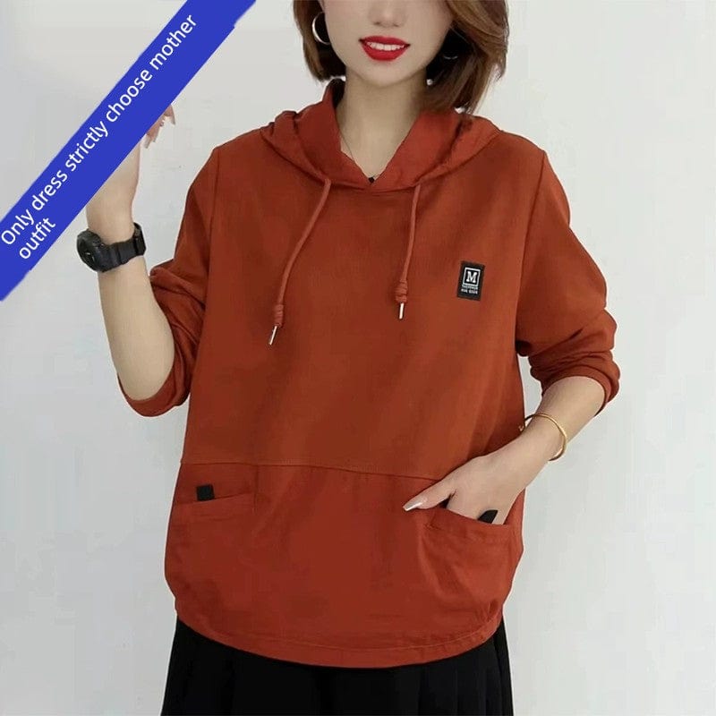 Loose women's hoodie in solid color, Showlu Fashion Autumn top, casual casual fall wear, comfortable and stylish pullover.