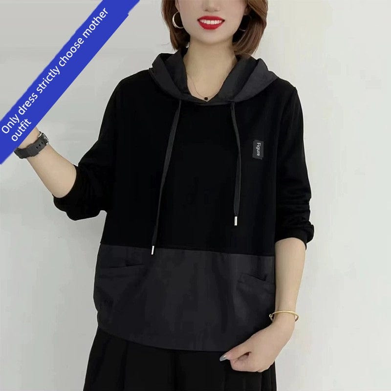 Loose fit women's hoodie in solid color, casual autumn top by Showlu Fashion, featuring a comfortable, relaxed style.