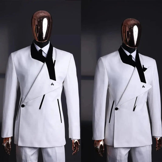Fashion Design Men Suit 2 Pieces Blazer Pants One Button Peaked Lapel Business Slim Fit Formal Wedding Groom Costume Homme - SHOWLU FASHION STORE