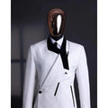 Men's slim fit 2-piece suit with peaked lapel from Showlu Fashion, featuring blazer and pants for formal or wedding occasions.