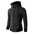 Showlu men's slim fit full zip fleece hoodie, solid sportswear jacket with a front zipper, ideal for spring and autumn casual wear.