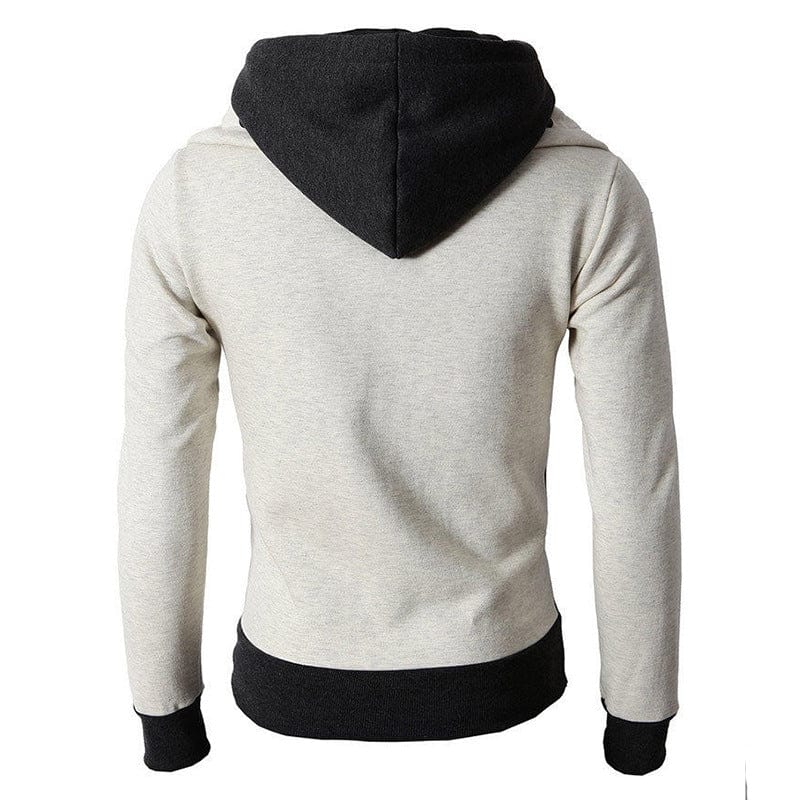 Showlu Men's slim fit zip fleece hoodie in solid color, casual sportswear jacket with full face zipper, ideal for spring and autumn.
