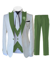 Fashion Luxury Tailor - made White Suits For Men 3 Piece Set Slim Fit Formal Wedding Best Man Groom Tuxedo(jacket+Vest+Pants) - SHOWLU FASHION STORE