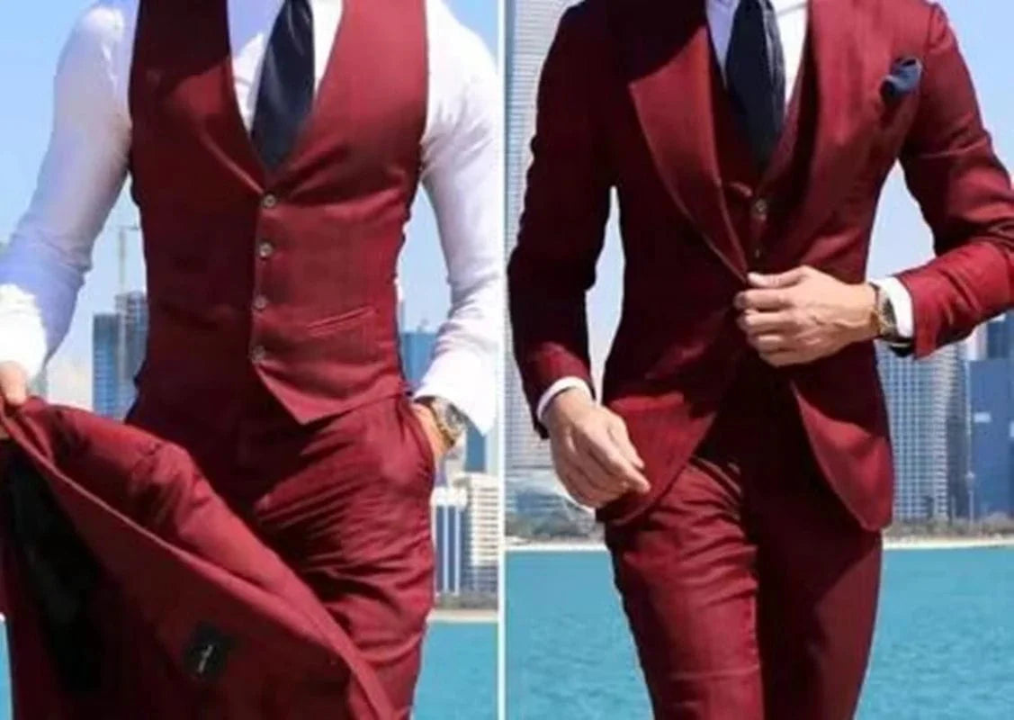 Kromoc men's 3-piece slim fit business suit by SHOWLU FASHION STORE, wool blend tuxedo with blazer, vest, and trousers for formal occasions