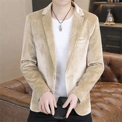 Fashion Men Luxury Gold Velvet Suit Jacket Blue / Khaki / Purple Male Trend Wedding Prom Party Slim Fit Dress Blazers Coats - SHOWLU FASHION STORE