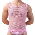 WJ Men's Mesh Tank Top by SHOWLU FASHION STORE, breathable hollow-out sleeveless see-through party vest for men.