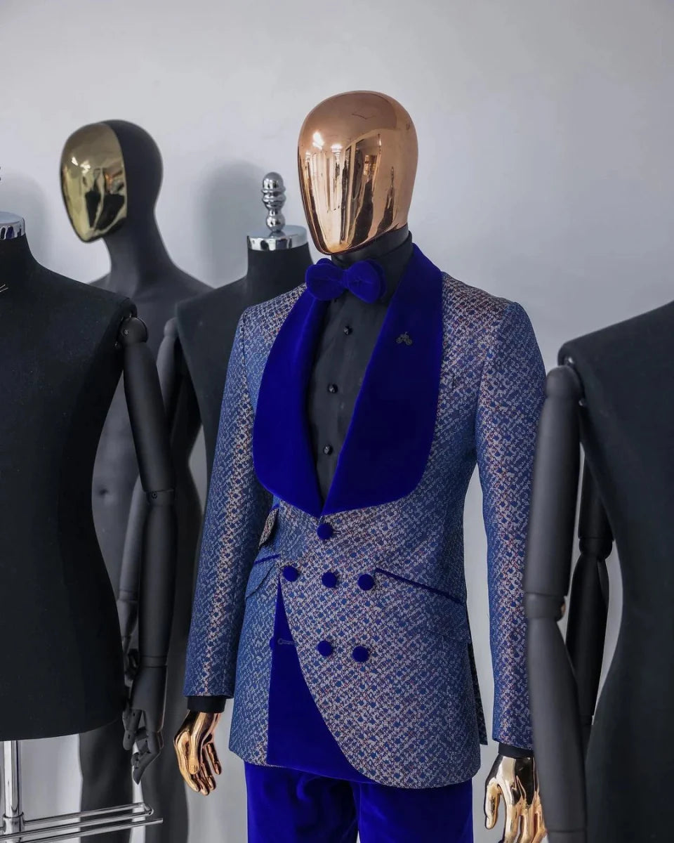 Slim fit men's tuxedo by SHOWLU FASHION STORE featuring a shawl lapel, 2-piece wedding suit with jacket and pants.