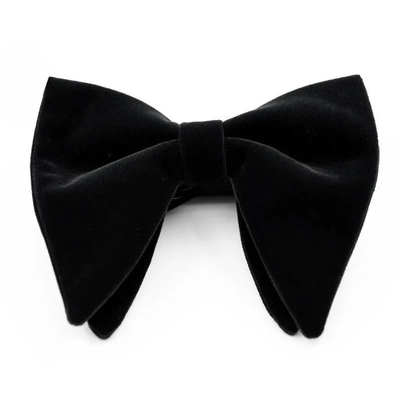 Velvet oversized bow tie and pocket square set for tuxedos, in black, red, navy, white, and green, by SHOWLU FASHION STORE.