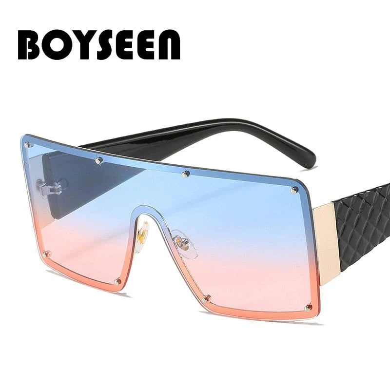 Boyseen large rim one-piece unisex sunglasses with wide brim, retro style, modern fashion accessory for women and men.