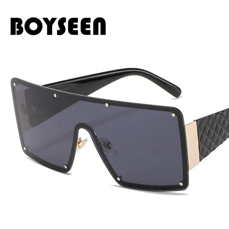 Boyseen large rim one-piece sunglasses with wide brim, unisex retro style, modern fashion sunglasses for street and casual wear