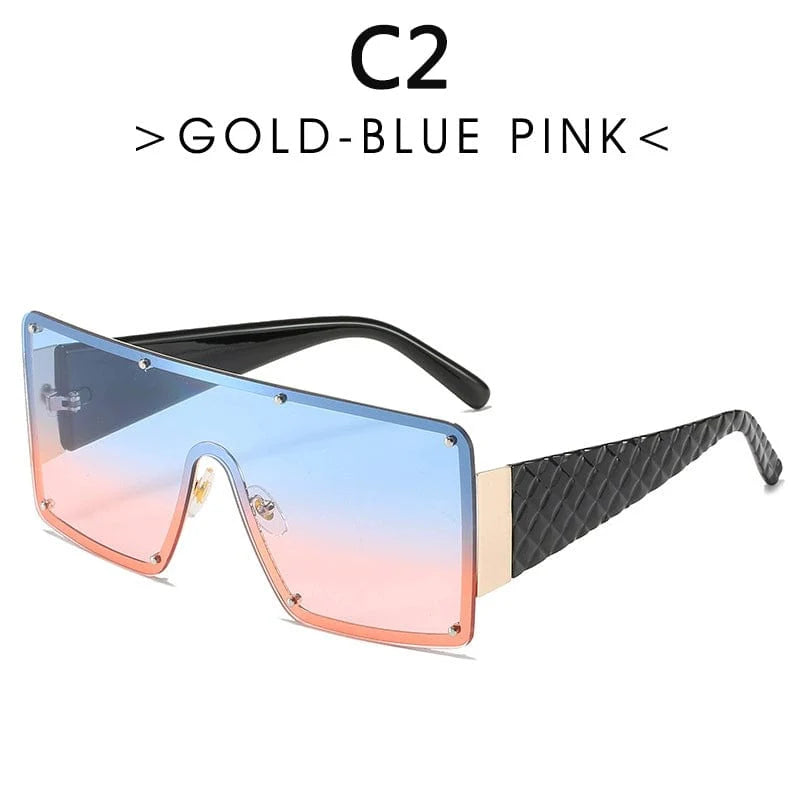 Showlu Fashion BOYSEEN large rim unisex sunglasses with wide-brimmed lens, modern retro style, stylish street fashion shot