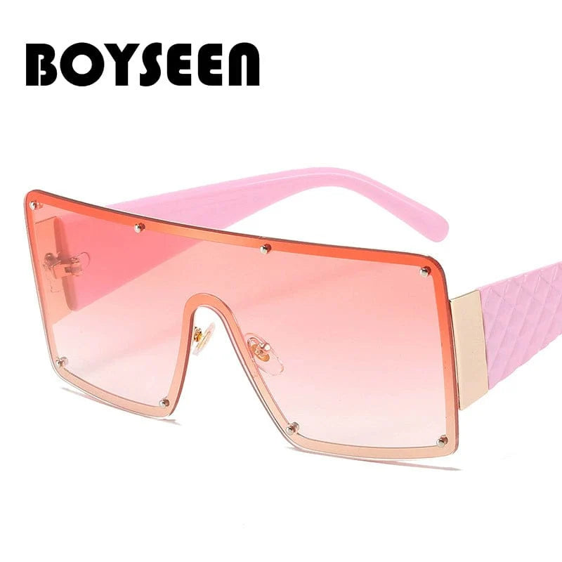 Showlu Fashion BOYSEEN large rim unisex sunglasses with wide-brimmed retro lenses, stylish street wear and catwalk-ready eyewear