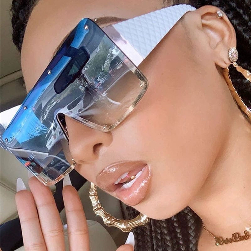 Boyseen large rim one-piece sunglasses with wide brim, unisex retro style, modern fashion sunglasses for street and runway wear