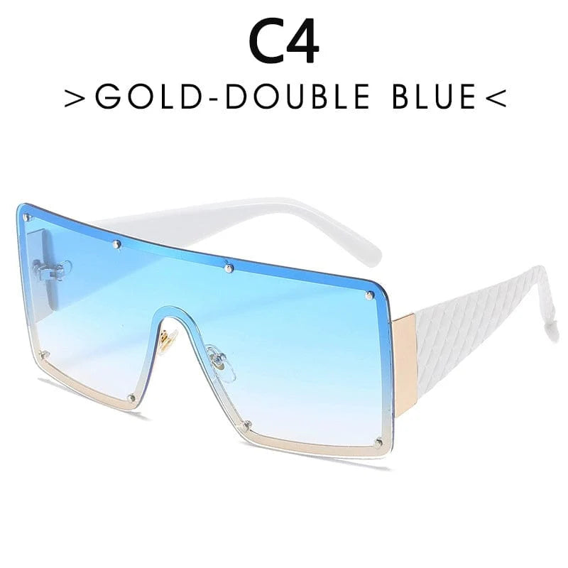 Showlu Fashion Large Rim One-Piece Sunglasses with wide brim, retro style, unisex design, modern fashion streetwear and catwalk look