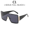 Unisex BOYSEEN large rim one-piece sunglasses with wide brim and retro lens, stylish for street fashion and catwalk looks.