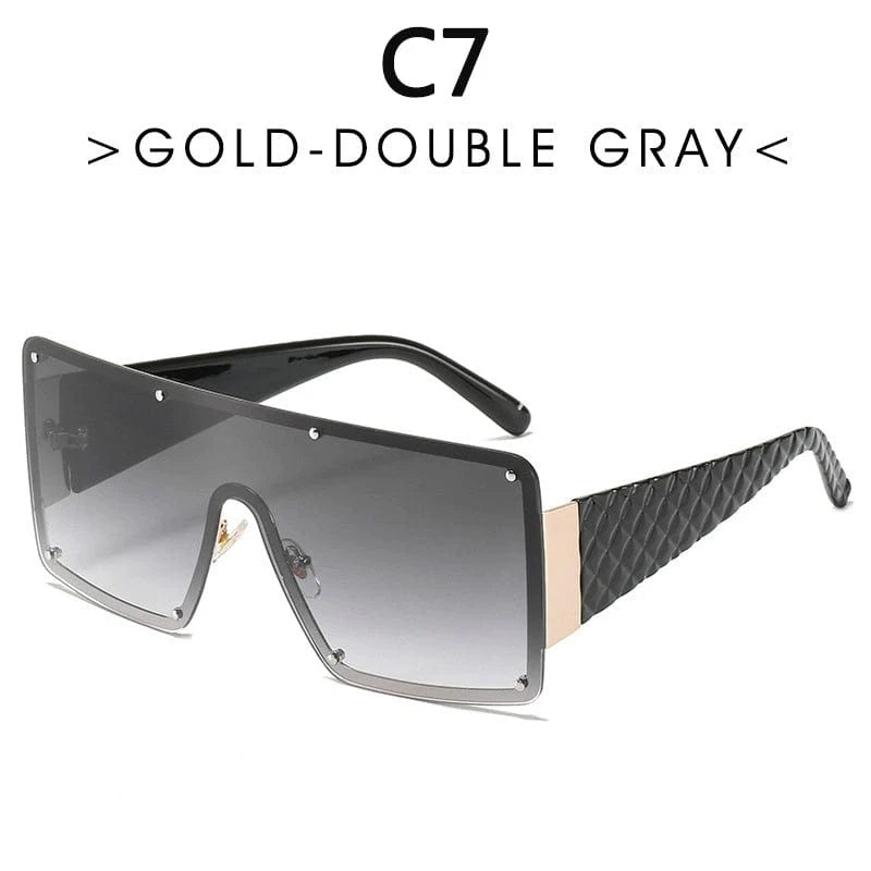 Large rim one-piece sunglasses by Showlu Fashion Store with wide brim, unisex retro style, modern lens, perfect for street fashion.