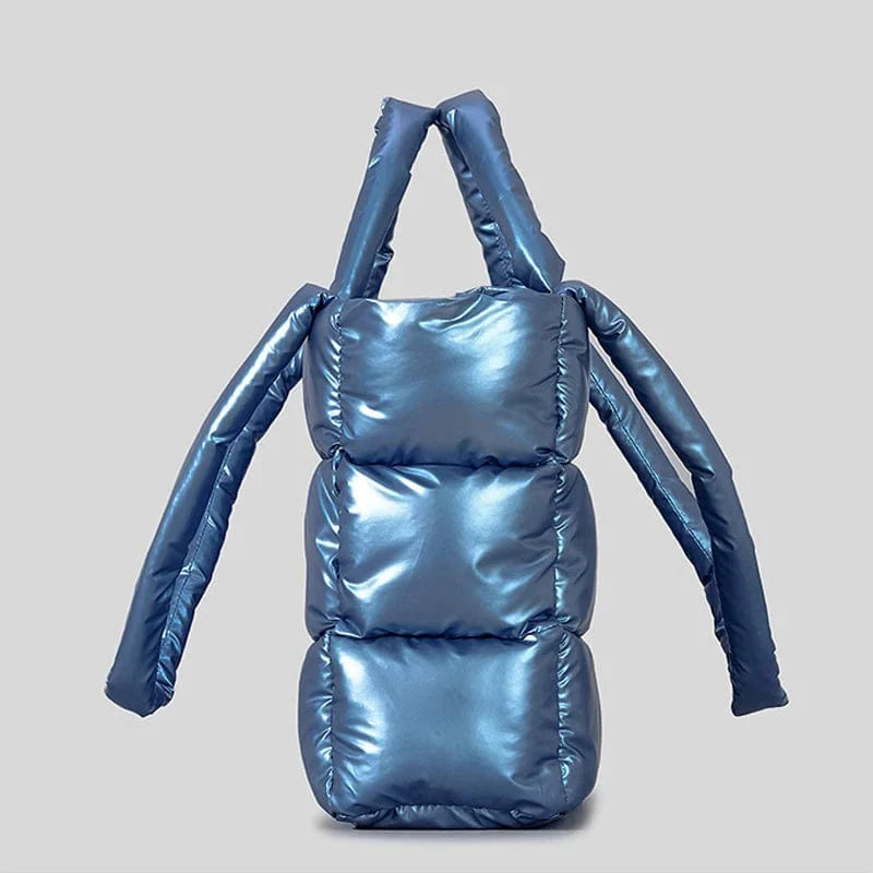 SHOWLU FASHION STORE DUSUN plaid padded tote bag with soft nylon puffy design, suitable for women’s shoulder and winter use