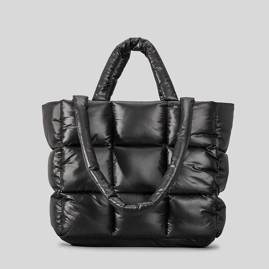DUSUN plaid padded nylon tote bag with soft puffy design, shoulder strap, for women, stylish winter handbag by SHOWLU FASHION STORE