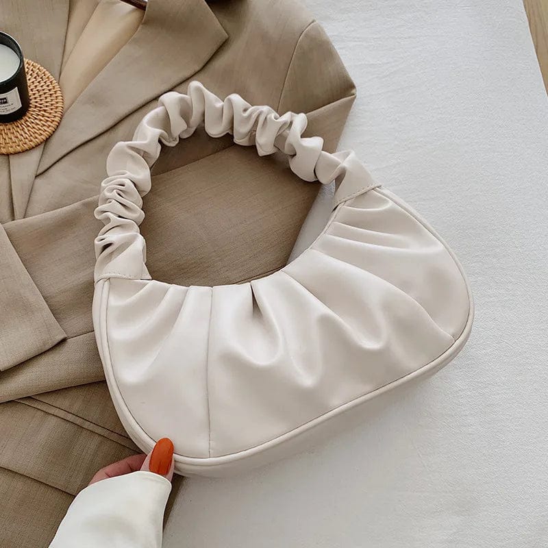 Showlu Fashion Women's PU Leather Cloud Bag with pleated design, hobo style, and convenient shoulder strap for casual wear.