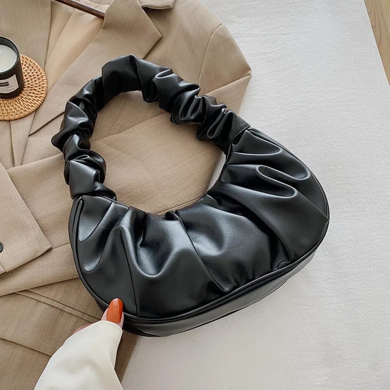 Showlu Fashion Women's Pleated PU Leather Cloud Bag, stylish hobo handbag with a pleated handle and versatile shoulder strap.