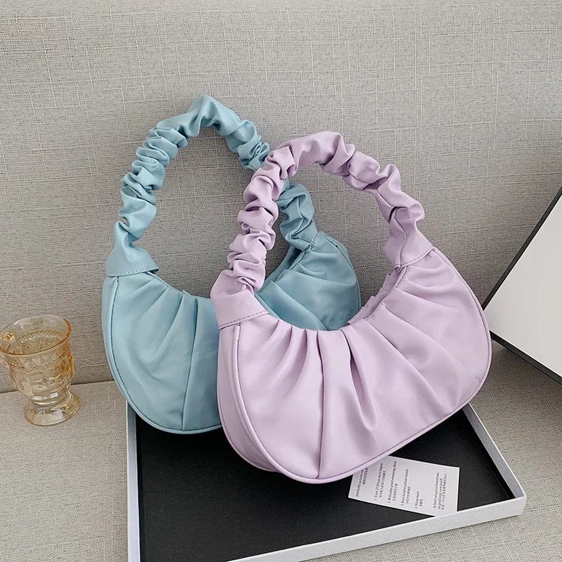 Showlu Fashion Women's PU Leather Cloud Bag with pleated design, hobo style, and comfortable shoulder strap for casual use.