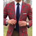 Scottish plaid men's slim fit wedding suit with blazer and pants, peaked lapel, stylish tuxedo for groom from SHOWLU FASHION STORE