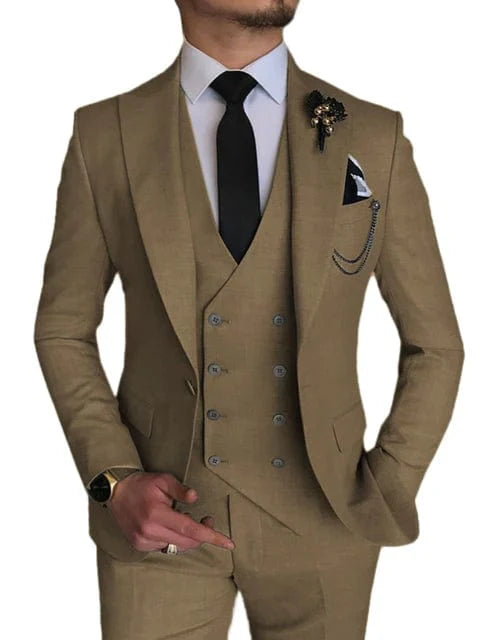 Sky blue 3-piece men's suit with peak lapel, skinny fit, ideal for weddings and formal events, by SHOWLU FASHION STORE.