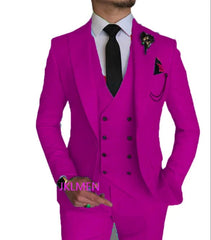 Fashion Smart Business Sky Blue Costume Homme Wedding Men Suits Peak Lapel Groom Tuxedos Terno Masculino Prom Blazer 3 Pieces - SHOWLU FASHION STORE