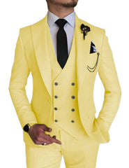 Fashion Smart Business Sky Blue Costume Homme Wedding Men Suits Peak Lapel Groom Tuxedos Terno Masculino Prom Blazer 3 Pieces - SHOWLU FASHION STORE