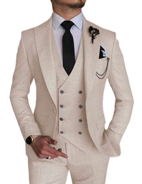 Fashion Smart Business Sky Blue Costume Homme Wedding Men Suits Peak Lapel Groom Tuxedos Terno Masculino Prom Blazer 3 Pieces - SHOWLU FASHION STORE
